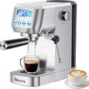 Espresso Machine 20 Bar, Compact Espresso Maker with Milk Frother, Stainless Steel Cappuccino & Latte Machine with LCD Screen, Adjustable Temperature, 44oz Water Tank for Home, Office