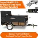 Utility Trailer Cover, 5x10 Trailer Cover with Rear Landscape/Ramp Gate 48 to 60 high, 600D PVCWaterproof Windproof Heavy Duty Grey Dump Trailer Cover, Fits 5 x 10 FT (W x L)