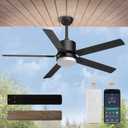 Ceiling Fan with Light: Low Profile Black Ceiling Fan with Light and Remote/APP Control Reversible Dimmable Flush Mount Modern for Bedroom Livingroom Indoor Outdoor Patio 52 Inch