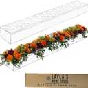 Acrylic Flower Vase Rectangular, Clear Floral Centerpiece for Dining Table 24 Inch Long Rectangle Acrylic Vase for Home Wedding Dining Table Decor (24 Holes)