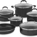 Cuisinart 11-Piece Nonstick Cookware Set, Black, 55-11BK & 12-Inch Skillet, Nonstick-Hard-Anodized with Glass Cover, 622-30G