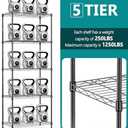 IZEUK 5-Tier Black Metal Storage Shelves, Adjustable Wire Shelving Unit for Kitchen, Bathroom, Pantry, Office, Garage, Organizer Wire Rack, 1250 lbs, 13.7" D x 23.6" W x 53.4" H