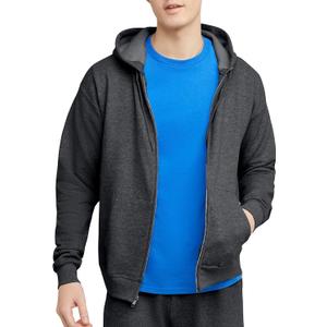 Hanes mens Zip-up Hoodie, Ecosmart Fleece Full-zip Hoodie for Men, Hooded Sweatshirt (Large, Charcoal Heather)