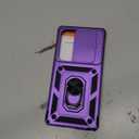 Janmitta Compatible with Samsung Galaxy S25 Ultra Case Built in Slide Camera Lens Cover+Screen Protector+Finger Ring Holder Kickstand,Heavy Duty Shockproof Full Body Phone Cover,2025 Purple