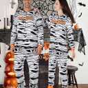 ANGELGGH Matching Halloween Onesie Pajamas Family Holiday Hooded PJs Adult Couples One Piece Sleepwear Funny Ugly Loungewear (Men, L, Mummy) (L)