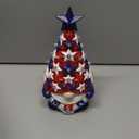DN DECONATION 4th of July & Memorial Day Decorations with Lights, Patriotic Gnome Decor Lighted Red Blue Independence Day Tabletop Decor USA Resin Gnome with Stars Gifts for Table Tiered Tray