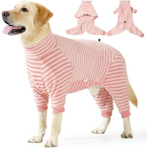 Dog Winter Coat Sweater Clothes Soft Fleece Pullover Pajamas, Dog Cold Weather Coats Jacket Warm Windproof Fullbody Dog Jumpsuit Fleece Onesie for Dogs, Thick Pet Snowsuit Christmas, Pink (Medium)