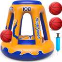 EagleStone Pool Basketball Hoop for Kids 4-8, 8-12 & Adults, 47" Inflatable Floating Basketball Hoop Pool with 3 Balls & Pump, Heavy-Duty Pool Toy for Summer Outdoor Water Games, Family & Party Fun