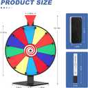 12 Inch Prize Wheel, 12 Slots Color Spinning Wheel with Diamond Base, Heavy Duty Tabletop Spinner Wheel Includes Dry Erase Marker & Eraser for Parties, Rewards & Classroom Activities, 11.81 inches x 16.14 inches