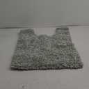 Yimobra Toilet Rugs U Shaped Washable 24x20, Ultra Soft and Water Absorbent Bath Mats, Non Slip Fluffy Shaggy Luxury Microfiber Contour Bath Rugs for Toilet, Dry Quick, Light Green and White