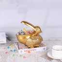 Pelican Key Holder Statues,Fun Animal Hippo Candy Dish,Candy Dish for Office Desk Unique,Modern Key Holder for Pelican Figurine,Suitability Desk and Entry Table Decor Items (All Gold)