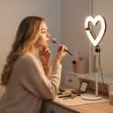 Ring Light for Desk,Heart Tabletop Light with 26" high Stand, RGB 47colors Selfie Light,USB Powered LED Desktop lamp with Phone Holder for Makeup Lights, Laptop Live Stream, YouTube,TikTok