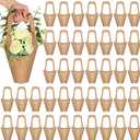 Gilprop 50 Packs Kraft Paper Flowers Gift Bags with Handle Flowers Bouquet Holder for Wedding, Valentines Day Decoration, Florist Shop (Small,Brown)