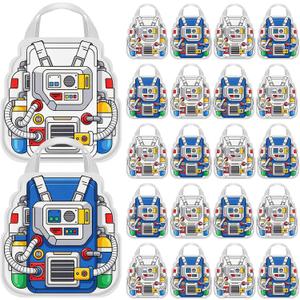 Locmeo 24 Pcs Space Party Favors Bags 11 Inch Astronaut Birthday Gift Bags Bulk Non Woven Reusable Tote Bag with Handle for Goodie Snack Treat Space Party Supplies Birthday Gift Decoration