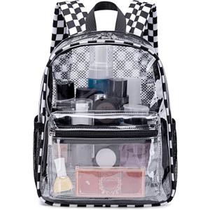 CAMTOP Clear Backpack for Stadium Events Approved Women Girls, Small Clear Bag for Concert, Work, Sporting Festival, Water Resistant Transparent Bag for School (Black&white)
