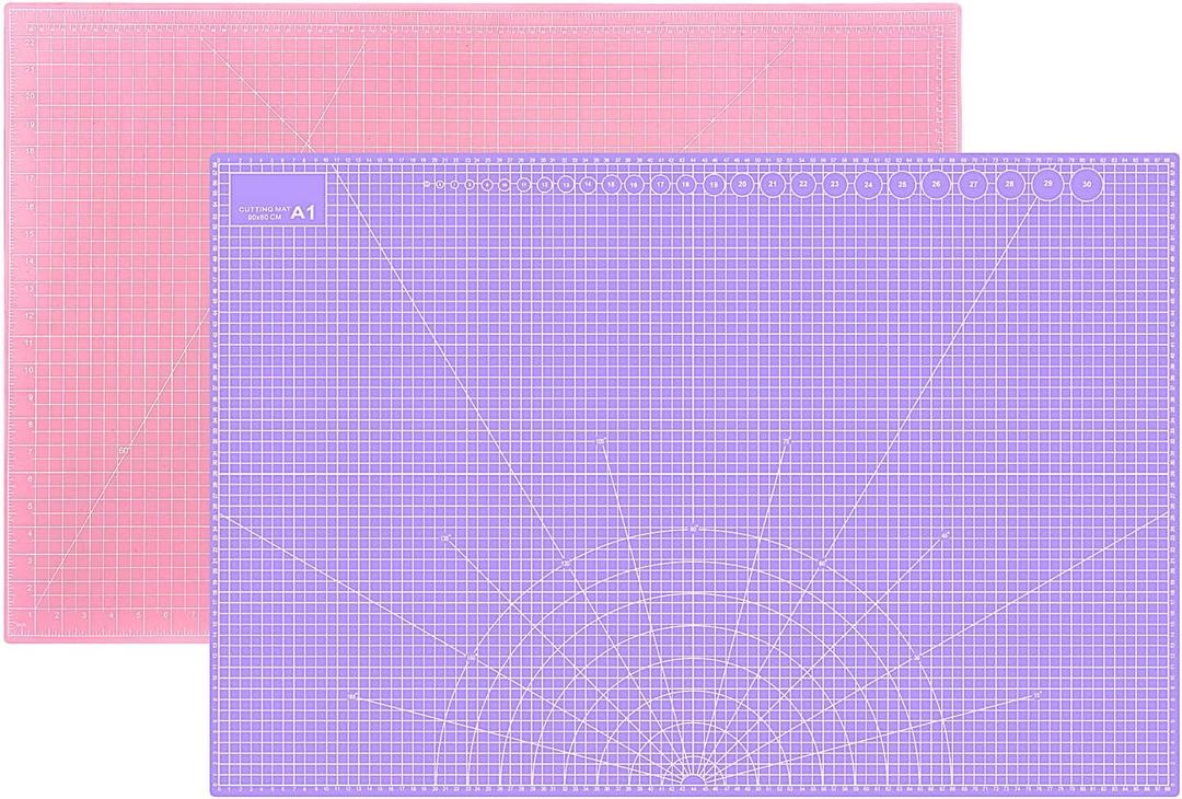 Double Sided Sewing Self Healing Cutting Mat 24 x 36 Inches, A1 Size Craft Sewing Cutting Mat for Crafts and Fabric, Purple & Pink Design