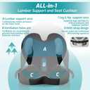 Memory Foam Seat Cushion with Lumbar Support Pillow, Office Chair Cushion, Ergonomic Car Seat Cushion, Designed for Tailbone, Sciatica, Lower Back Pain Relief, for Office, Car, Truck, Desk Chair