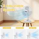 Shop-Air 16" Oscillating Table Fan, 3 Speeds, High-Velocity, Quiet & Powerful Air Circulation, 70 Adjustable Head Tilt,Ideal for Home, Bedroom or Office, White