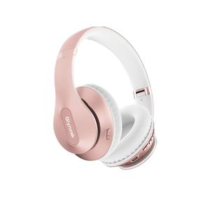 Wireless Bluetooth Headphones Over Ear 65H Playtime HiFi Stereo Headset with Microphone and 6EQ Modes Foldable Bluetooth V6.0 Headphones for Travel Smartphone Computer Laptop Rose Gold