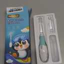 DADA-TECH Toddler Electric Toothbrush Kids Age 1-2-3 Years Old, Baby Electric Toothbrush with LED Light 2 Minutes Timer 4 Vibrating Heads for Infants (Blue Penguin)