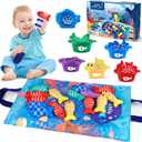 Montessori Fishing Game for Toddlers 1-3, Cloth Fishing Toys for Toddlers with Stacking Cups Educational Learning Toys - Number Counting, Color Sorting, Baby Sensory Toy for 6-12 Months, Baby Gifts