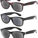 Yogo Vision Reader Sunglasses for Women and Men, UV400 Tinted Reading Sunglasses 3-Pk (Black, Brown Havana, Black Out Transparent Clear Inner)