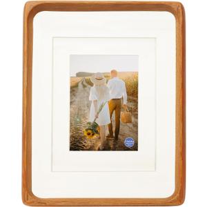 XKIILH 11x14 Picture Frames Teak Solid Wood with Real Glass Vertical Horizontal Standing Display Photos 5x7/8x10 with Mat or 11x14 Without Mat Lovely Gift for Desk Tabletop Wall Mount Y14