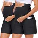 2 PCs Summer Mae CloudFeel Maternity Shorts with Pockets Over The Belly Pregnancy Yoga Workout Biker Short Active Athletic Pants XL