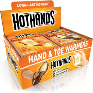 HotHands Hand & Toe Warmers - Long Lasting Natural Odorless Air Activated Warmers - 24 pair hand warmers & 8 pair toe warmers (Pack of 1)