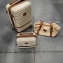 Joyway Carry On Luggage 20 Inch Expandable Suitcase with Spinner Wheel, 4 Piece Hard Shell Luggage Set with TSA Lock(White brown)