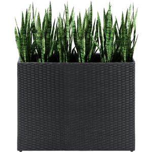 LEWIS&WAYNE Tall Planters for Outdoor Plants Handmade Wicker Large Rectangular Block Planter Box with Removable Liners Modern Planter for Indoor Outdoor Patio Deck - Black, 32 x 11 x 24 inches