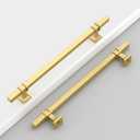 10 Pack 7 Inch(177mm) Gold Kitchen Cabinet Handles Brushed Brass Cabinet Pulls Drawer Hardware for Cupboard Dresser Handles Bathroom