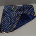 Avigers 18 x 18 Inch Navy Blue Gold Striped Geometric Lines Embroidery Velvet Cushion Case Luxury Modern Throw Pillow Cover Decorative Pillow for Couch Living Room Bedroom Car 45 x 45cm