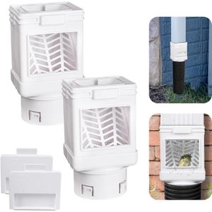 Downspout Filter,Leaf Removers,Downspout Screen Filters, 2X3 and 3X4 drainpipe, (2-pack white)