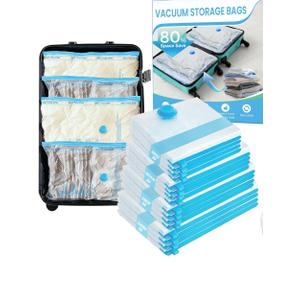 ANBIUX Vacuum Bags for Travel with Rechargeable air Pump, 16 Pack Carry-on Size Compression Packing Bags for Luggage and Suitcase, Space Saver for Clothes and Clothing Travel 16 PACK