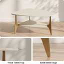 MWOOD Triangle Coffee Table, 33.5″‌ Modern Coffee Table with Storage Shelf, Waterproof Easy to Clean Center Table for Living Room, Apartment, White & Gold, 33.5"W x 26.8"D x 16.94"H