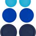 Replacement Lids for Pyrex Containers Round Glass Food Plastic - (2) 2-Cup Light Blue, (2) 4-Cup Blue, (2) 7-Cup Navy - BPA-Free, Dishwasher & Microwave Safe