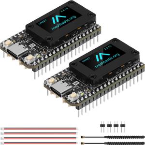 2 Set ESP32 LoRa V4 Development Board Upgraded ESP32-S3 SX1262 Module LoRa WiFi Bluetooth 2MB PSRAM 16MB Flash 915MHz Antenna OLED Display Support GPS Solar Arduino Meshtastic LoRaWAN IoT (2 Pack(With Screen))