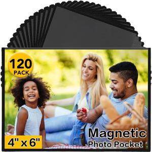 YixangDD 120 Pack Magnetic Picture Frame, 4 x 6 Inches Fridge Magnetic Photo Frames, Magnetic Photo Frames for Refrigerator, Home, School, Office (Black)