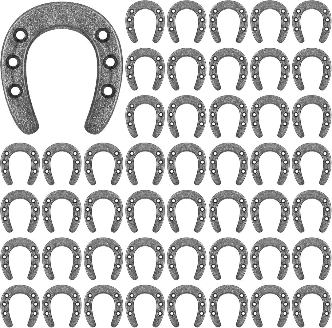 Gisafai 50 Pack 1.77 x 2 Inch Cast Iron Horseshoes for Crafts or Decorations mini Wall Decor Older Iron Horseshoes Western Theme Table Centerpieces Horseshoe for Good Lucky Party Favor