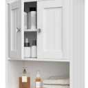 Treocho Wood Wall Cabinet, Bathroom Medicine Cabinet Storage with Doors and Adjustable Shelf, Rustic Cabinet Wall Mounted for Bathroom, Livingroom, Kitchen, Cupboard, White