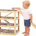 3-Tier Extra Large23.6*15.8*23.6 IN Wooden Toy Car Display Case Compatible with Hot Wheels & Matchbox, 1/64 Scale Parking Garage Storage for 100+ Cars with Foldable Racing Ramp (Extra Large)