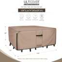 ULTCOVER Rectangular Patio Heavy Duty Table Cover - 600D Tough Canvas Waterproof Outdoor Dining Table and Chairs General Purpose Furniture Cover Size 136L x 74W x 28H inch