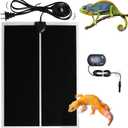 MQ Reptile Terrarium Heat Pad with LCD Digital Aquarium Thermometer, 6 x 11in Power Adjustment Under Tank Heater Mat for Pets, Small Animals, Seedling, 7W