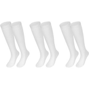 Kids School Socks Girls Knee High Socks Black White 3 Pairs (S)