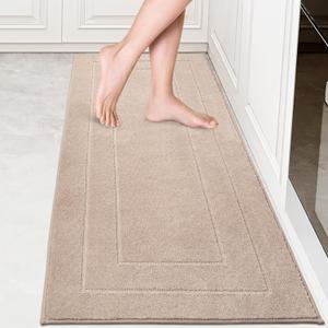PURRUGS Machine Washable Kitchen Runner Rug 24" x 59", Non-Slip/Skid Hallway Runner Rug, Super Absorbent Soft Area Rug for Kitchen, Hallway & Laundry, Beige