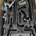 Commercial Kitchen Faucet with Pre-Rinse Sprayer 47" Height 8" Center Brass Constructed Wall Mount Kitchen Sink Faucet with Coiled Spring Pull Down Spray and 12" Add-on Swing Spout