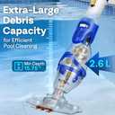 VIVOHOME 1140GPH Handheld Pool Vacuum Cordless Cleaner Powerful 40W Motor Suction Long-Run 75min Battery, 2.6L Visible Filter, Adjustable 8.2FT Pole for Above Ground & In-Ground Pools