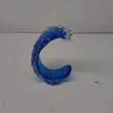 Blue Glass Beach House Decor - Hand Blown Glass Ocean Wave Sculpture, For Coastal Nautical Office Surfers Gifts