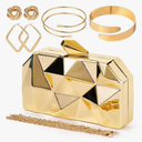 5 Pcs Clutch Purse for Women Evening Prom Purses Metallic Handbag for Wedding Banquet Retro Jewelry Set